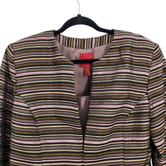 Vintage JS Collections Formal Blazer Set 10 Mauve Metallic Striped Satin Shell - Picture 7 of 17